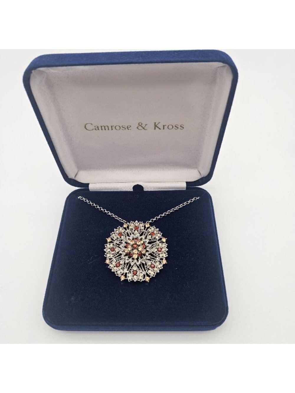 Camrose Kross Jacqueline Kennedy Rose Window Brooch Pendant Necklace Boxed